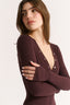 Nola Henley Long Sleeve Bodysuit Cabernet - Final Sale