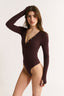Nola Henley Long Sleeve Bodysuit Cabernet - Final Sale