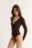 Nola Henley Long Sleeve Bodysuit Cabernet - Final Sale