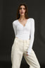 Nola Henley Long Sleeve Bodysuit Optic White - Final Sale