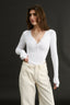 Nola Henley Long Sleeve Bodysuit Optic White - Final Sale