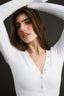 Nola Henley Long Sleeve Bodysuit Optic White - Final Sale